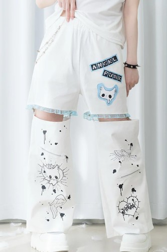 Angel Punk Pants in White x Blue - ACDC Rag
