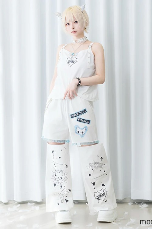 Angel Punk Pants in White x Blue - ACDC Rag
