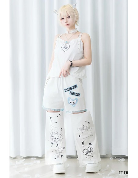 Angel Punk Pants in White x Blue - ACDC Rag