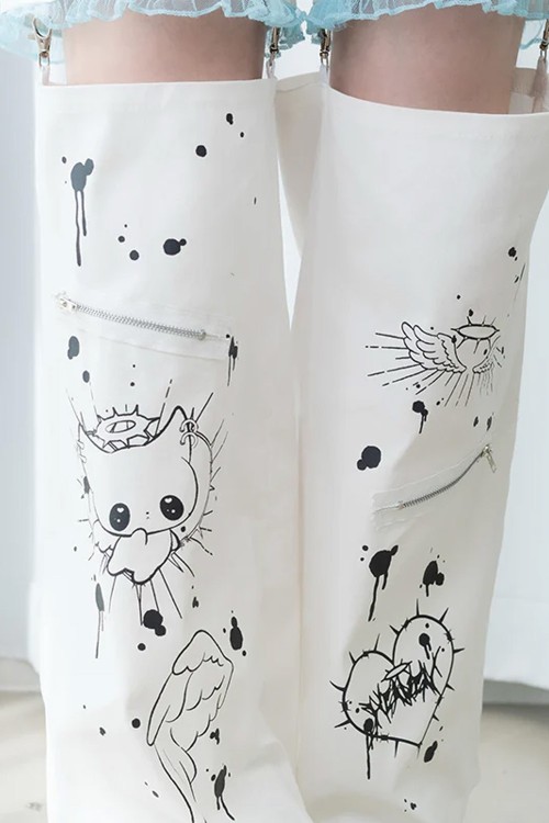 Angel Punk Pants in White x Blue - ACDC Rag