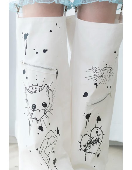 Angel Punk Pants in White x Blue - ACDC Rag