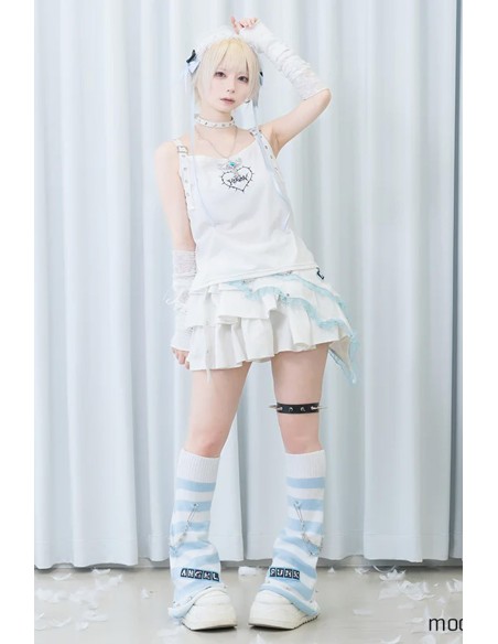 Angel Punk Tank Top in White - ACDC RAG