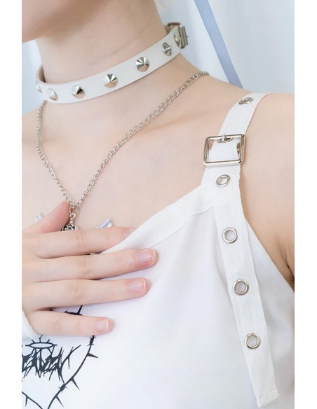 Angel Punk Tank Top in White - ACDC RAG