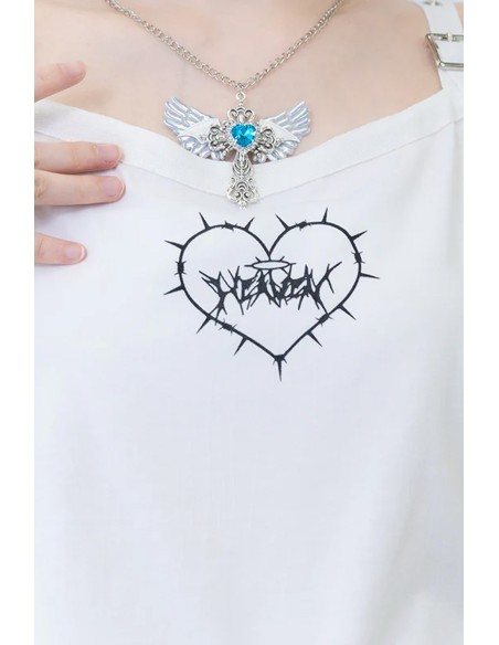 Angel Punk Tank Top in White - ACDC RAG