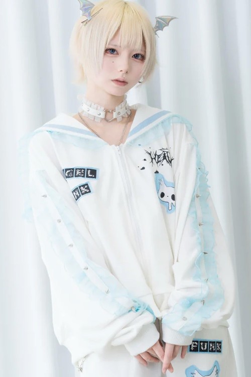 Seifuku Jacket in White x Blue - ACDC Rag