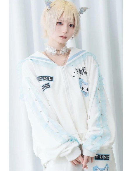 Seifuku Jacket in White x Blue - ACDC Rag