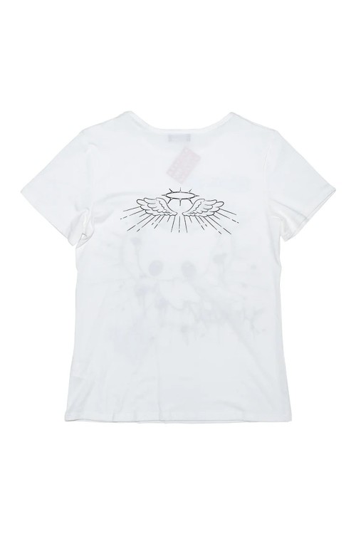 Baby Tee Angel Punk T-Shirt in White - ACDC RAG
