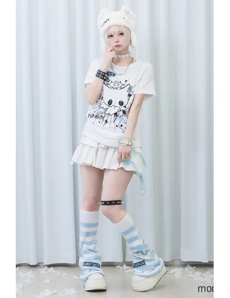 Baby Tee Angel Punk T-Shirt in White - ACDC RAG