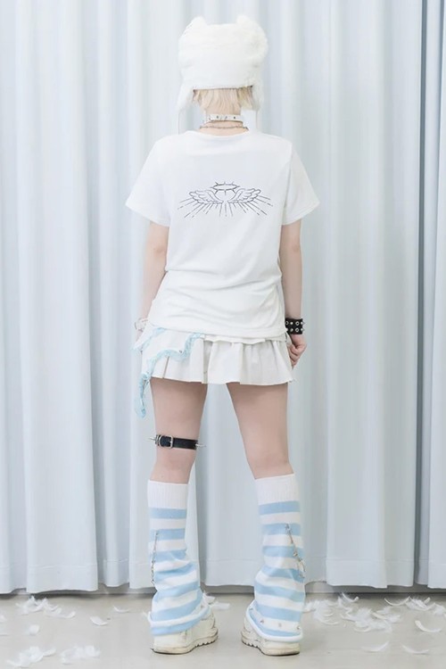 Baby Tee Angel Punk T-Shirt in White - ACDC RAG