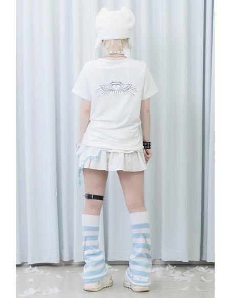 Baby Tee Angel Punk T-Shirt in White - ACDC RAG