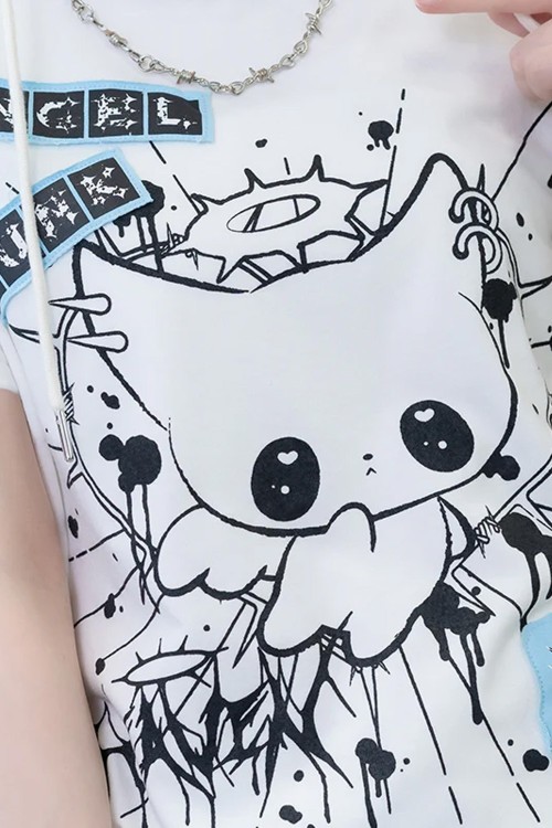 Baby Tee Angel Punk T-Shirt in White - ACDC RAG