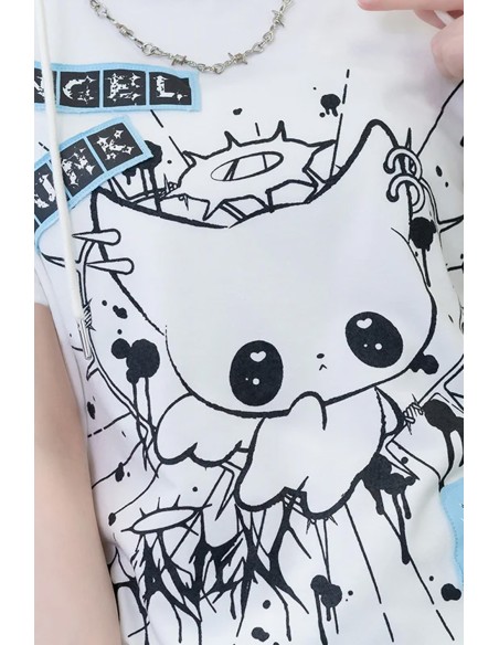 Baby Tee Angel Punk T-Shirt in White - ACDC RAG