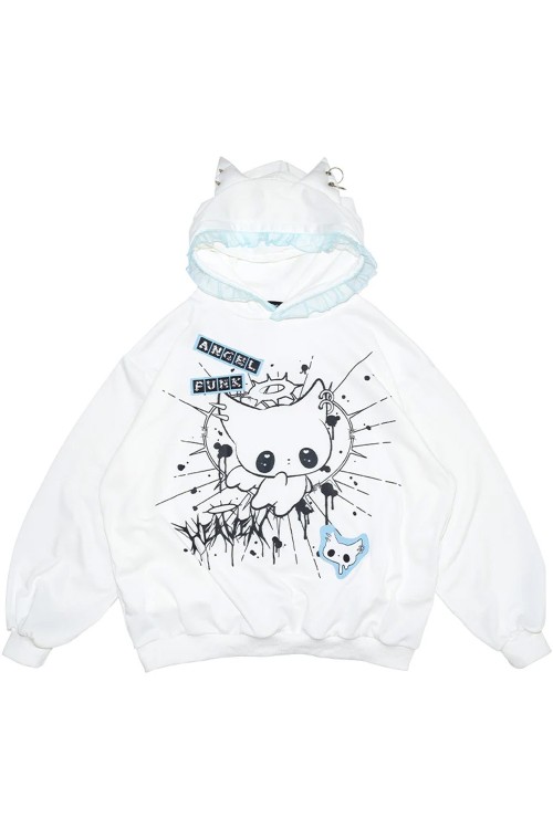 Sudadera Oversized Angel Punk en Blanco x Azul - ACDC RAG