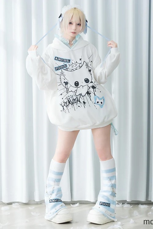 Sudadera Oversized Angel Punk en Blanco x Azul - ACDC RAG