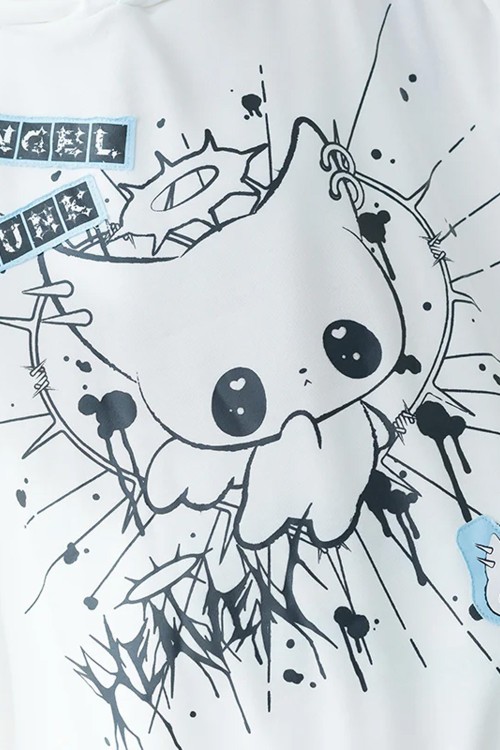 Oversized Angel Punk Sweatshirt in White x Blue - ACDC RAG