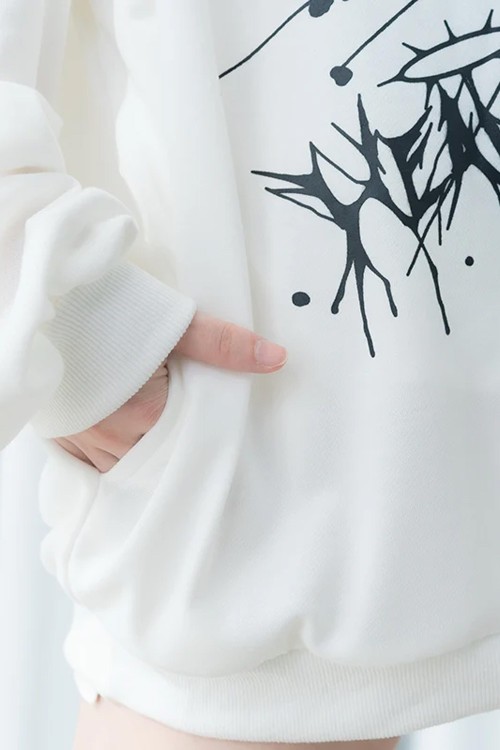 Oversized Angel Punk Sweatshirt in White x Blue - ACDC RAG