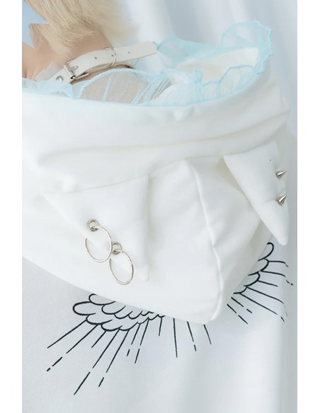 Sudadera Oversized Angel Punk en Blanco x Azul - ACDC RAG