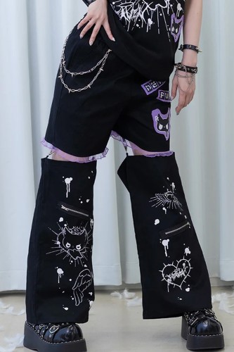 Pantalón Devil Punk en Negro x Lila - ACDC Rag