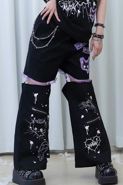 Pantalón Devil Punk en Negro x Lila - ACDC Rag