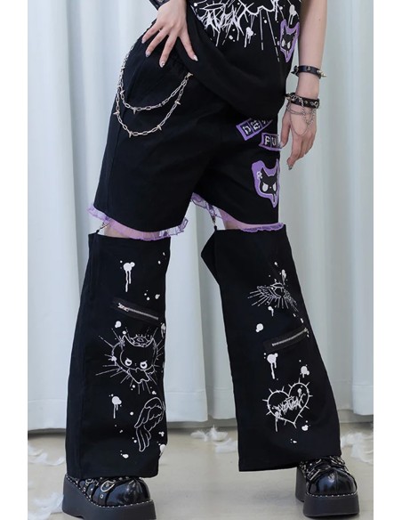 Devil Punk Pants in Black x Purple - ACDC Rag