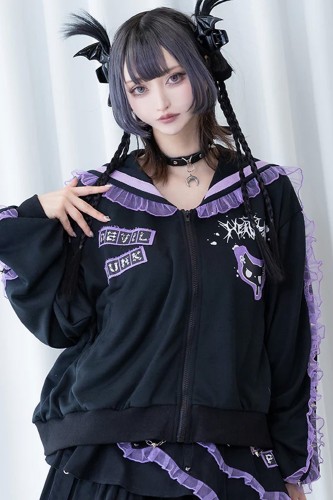 Chaqueta Seifuku Devil Punk en Negro x Lila - ACDC Rag