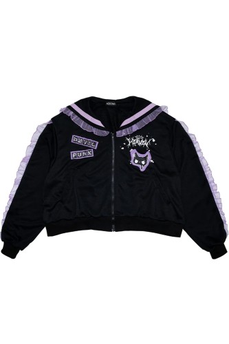 Devil Punk Seifuku Jacket in Black x Purple - ACDC Rag 2