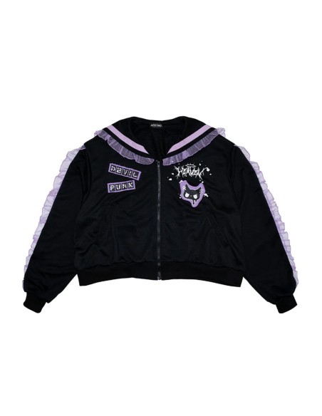 Devil Punk Seifuku Jacket in Black x Purple - ACDC Rag