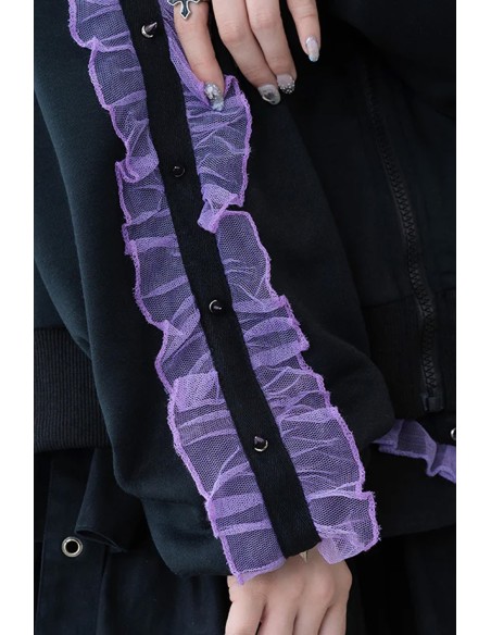 Devil Punk Seifuku Jacket in Black x Purple - ACDC Rag