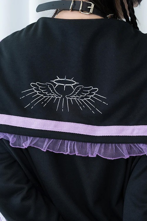 Devil Punk Seifuku Jacket in Black x Purple - ACDC Rag