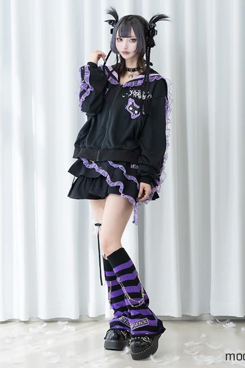 Devil Punk Seifuku Jacket in Black x Purple - ACDC Rag