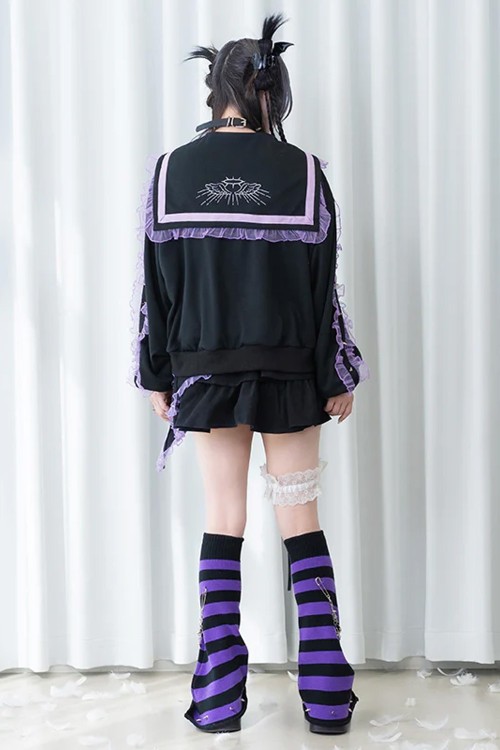 Devil Punk Seifuku Jacket in Black x Purple - ACDC Rag