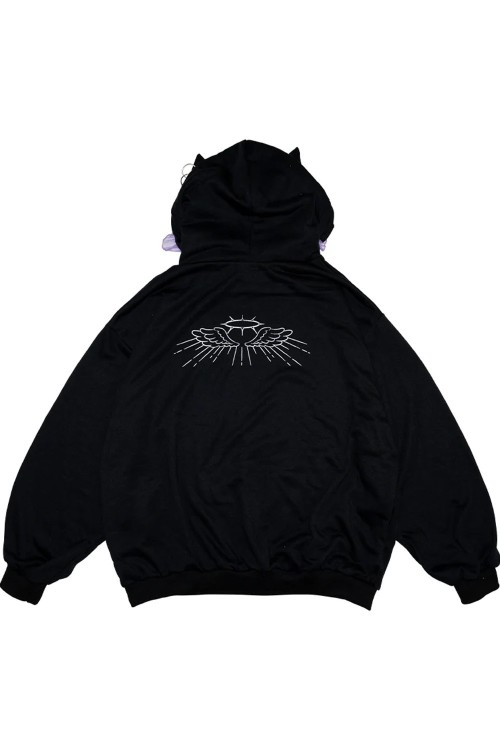 Sudadera Oversized Devil Punk en Negro x Lila - ACDC RAG