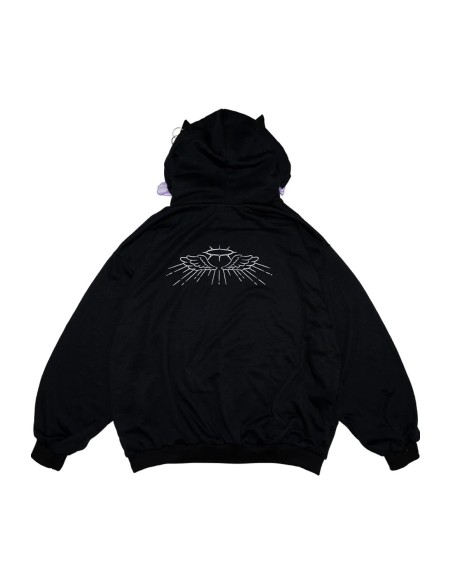 Oversized Devil Punk Sweatshirt in Black x Purple - ACDC RAG