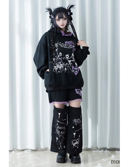 Sudadera Oversized Devil Punk en Negro x Lila - ACDC RAG