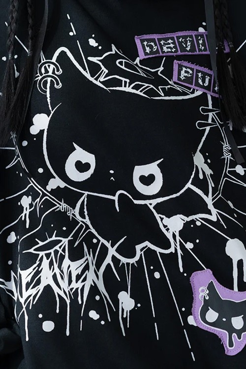 Sudadera Oversized Devil Punk en Negro x Lila - ACDC RAG