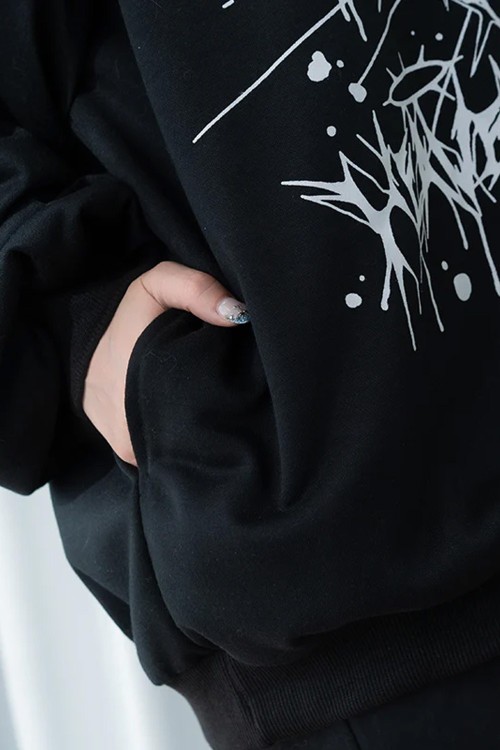 Oversized Devil Punk Sweatshirt in Black x Purple - ACDC RAG