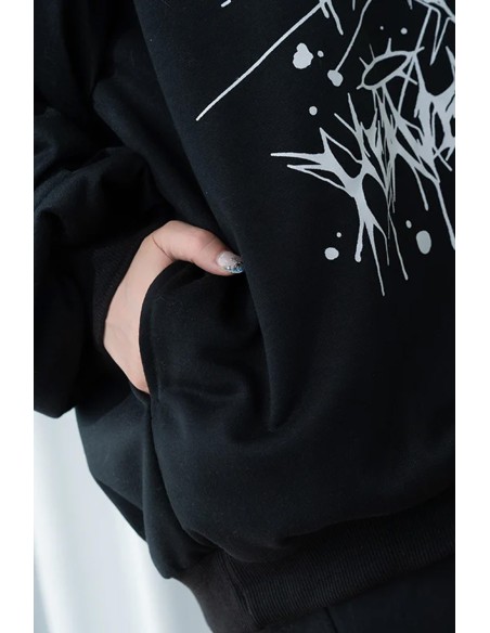 Oversized Devil Punk Sweatshirt in Black x Purple - ACDC RAG