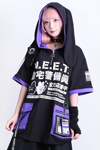 Top con Orejas Neet en Negro x Lila - Jill Punk