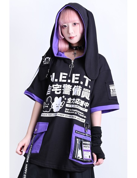 Top con Orejas Neet en Negro x Lila - Jill Punk