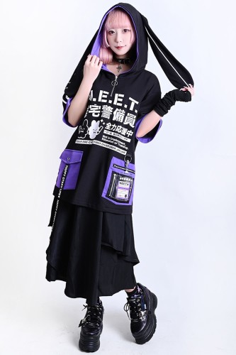 Top con Orejas Neet en Negro x Lila - Jill Punk 2