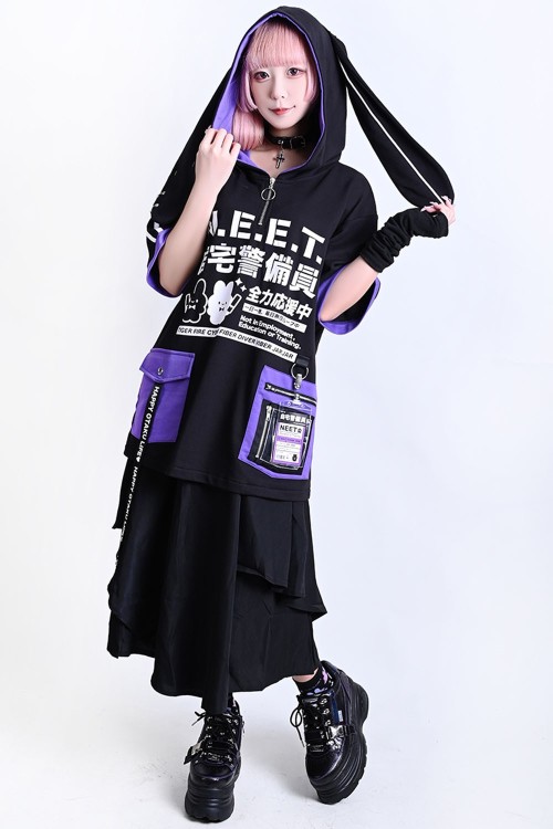 Top con Orejas Neet en Negro x Lila - Jill Punk