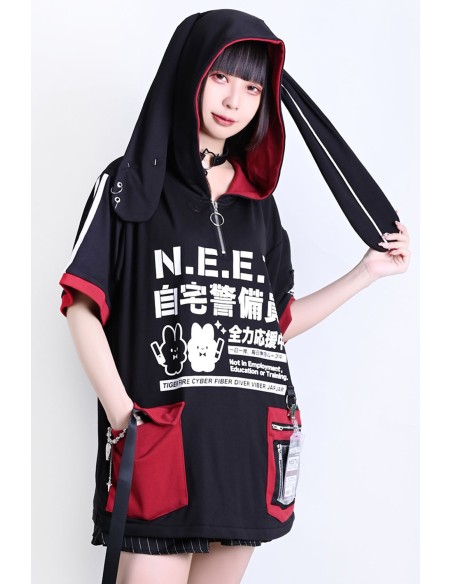 Top con Orejas Neet en Negro x Rojo - Jill Punk