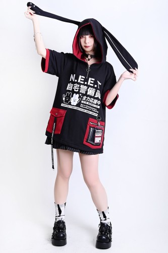 Neet Top with Ears in Black x Red - Jill Punk 2