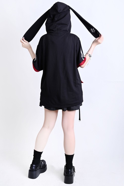 Neet Top with Ears in Black x Red - Jill Punk