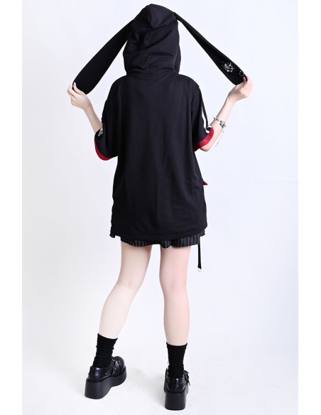 Top con Orejas Neet en Negro x Rojo - Jill Punk