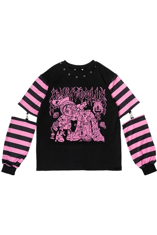 Camiseta Oversized Punky Bunny en Negro x Rosa - ACDC Rag