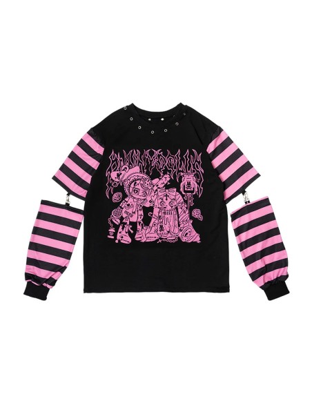 Camiseta Oversized Punky Bunny en Negro x Rosa - ACDC Rag