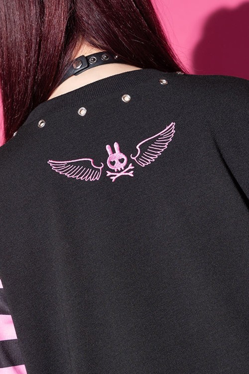 Camiseta Oversized Punky Bunny en Negro x Rosa - ACDC Rag