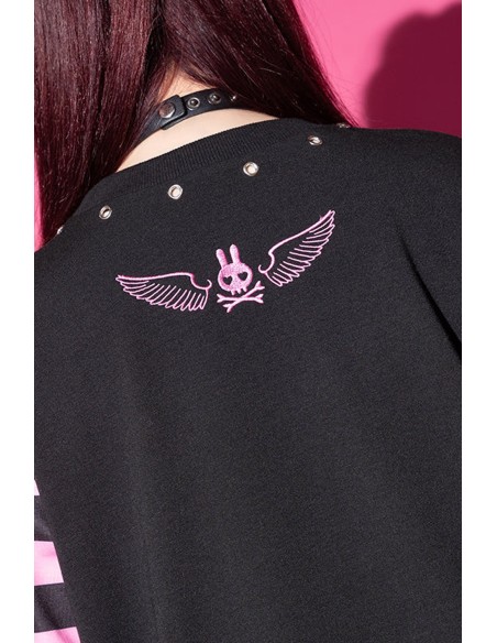 Camiseta Oversized Punky Bunny en Negro x Rosa - ACDC Rag