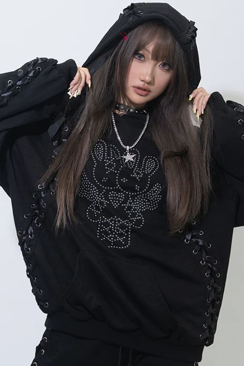 Sudadera con Capucha Oversized Nightmare en Negro - ACDC RAG